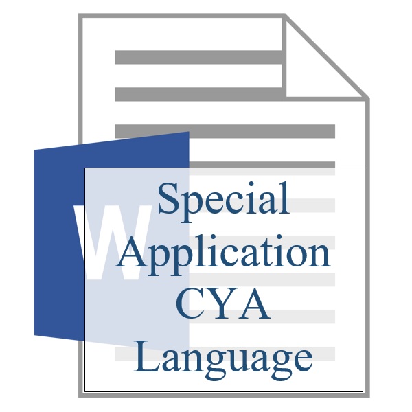Special Application CYA Language - Resident Sign Up - Training Property Managers LLC