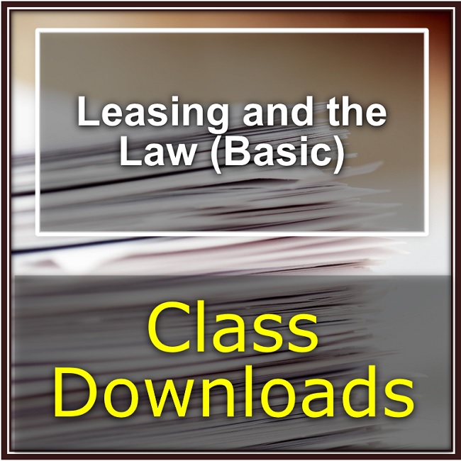 Leasing and the Law Basic Class Downloads Training Property Managers Robert Locke Crown